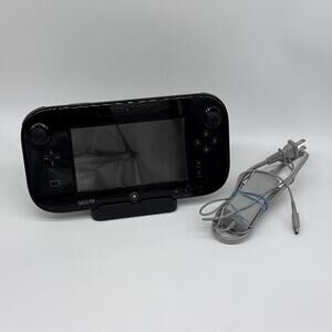 Wii U Black Gamepad Tablet Controller OEM Charger WUP-010 Tested Working